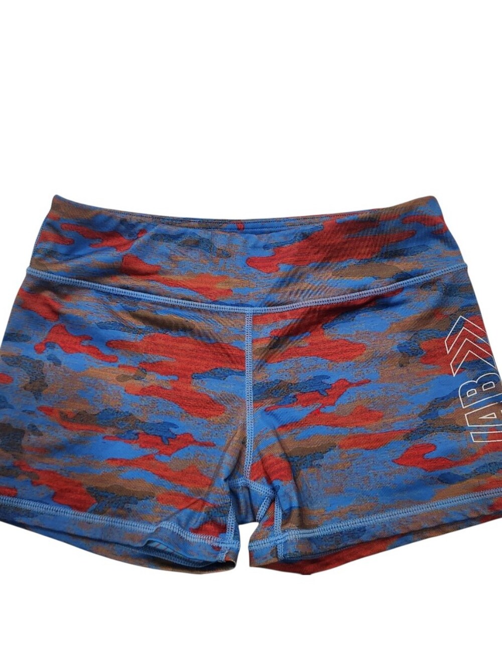 IAB MFG Red Blue CAMO 3-inch No-Ride CrossFit workout shorts Size M